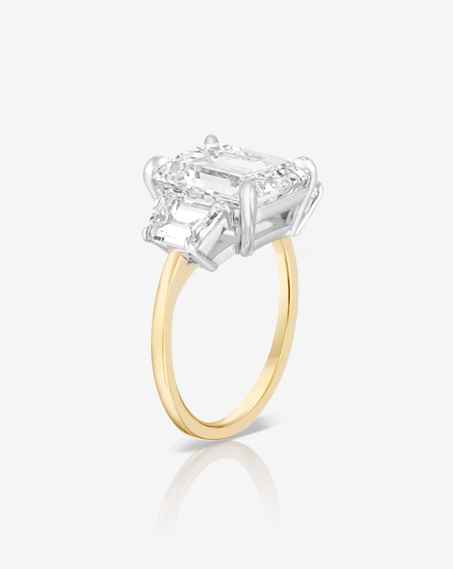 5.02 Emerald Whisper Thin® Three Stone With Trapezoids