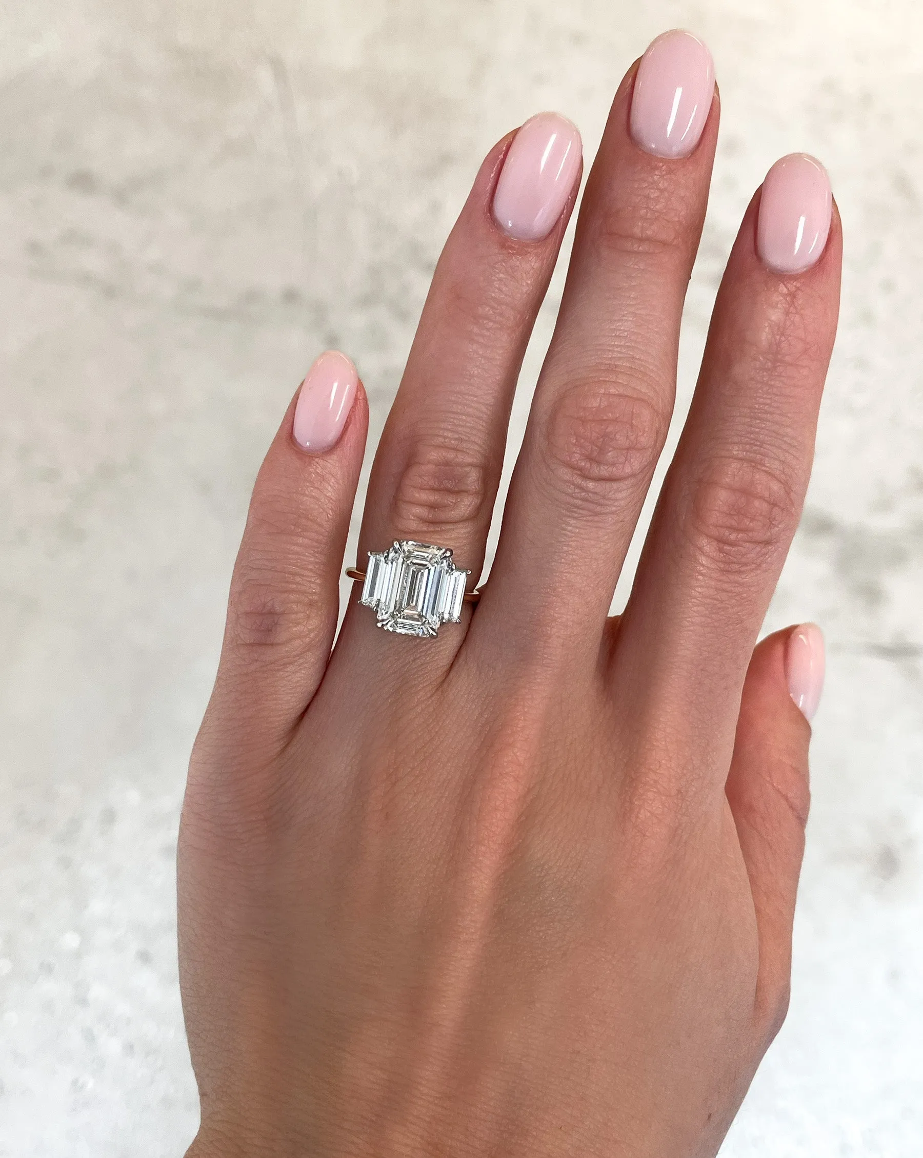 5.02 Emerald Whisper Thin® Three Stone With Trapezoids