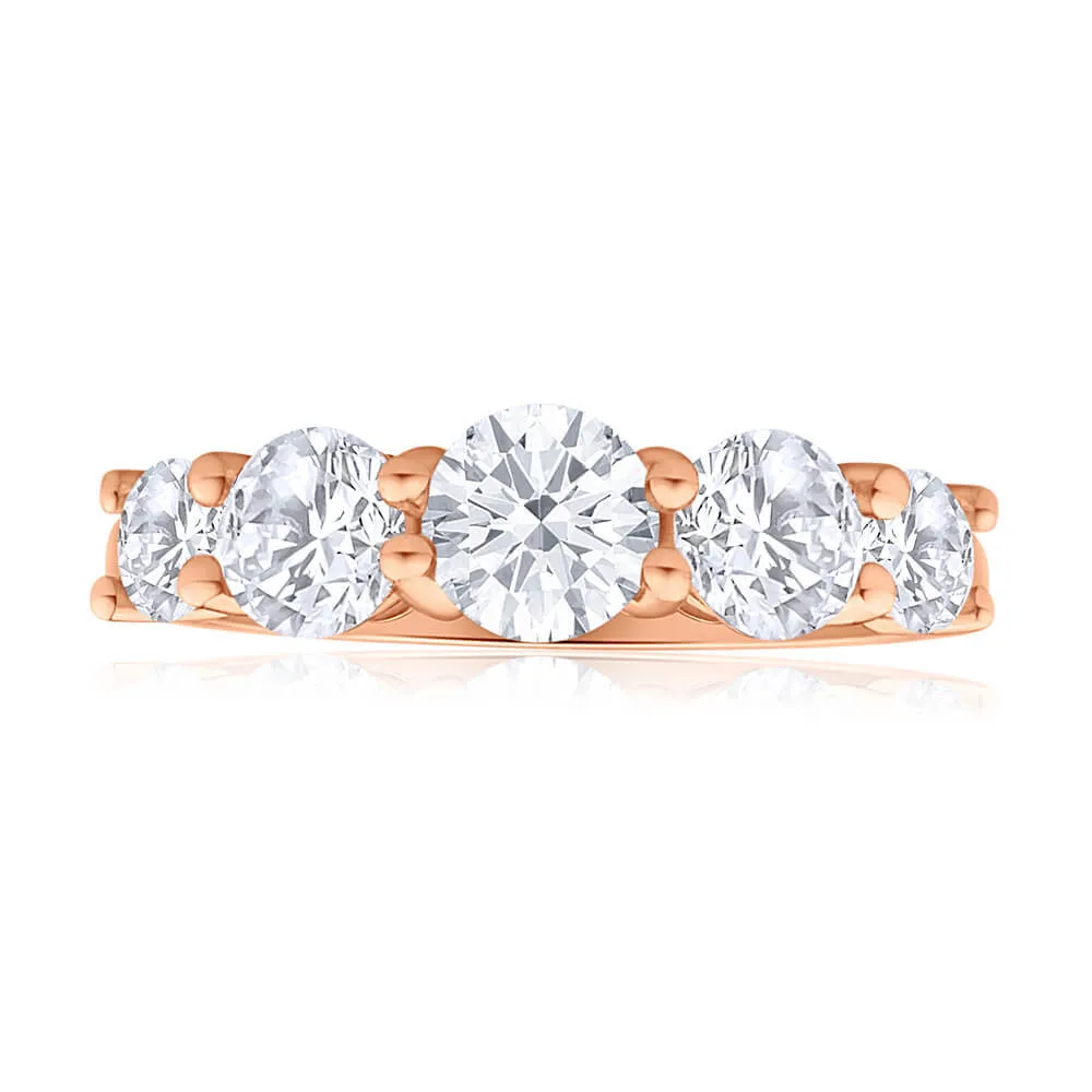 9ct Rose Gold 'Esther' Cubic Zirconia Graduated Ring