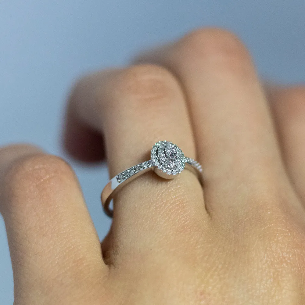 9ct White Gold 0.15 Carat Diamond Ring with 49 Brilliant Cut Diamonds