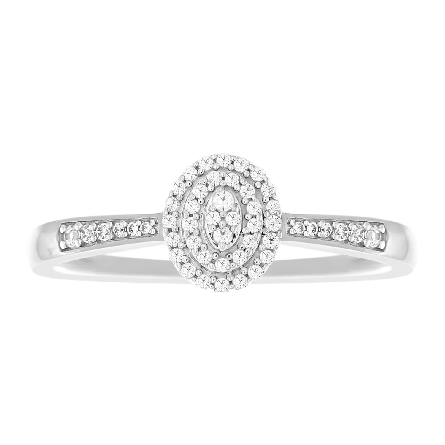 9ct White Gold 0.15 Carat Diamond Ring with 49 Brilliant Cut Diamonds