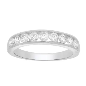 9ct White Gold 1 Carat Diamond Ring with 9  Diamonds in Channel setting