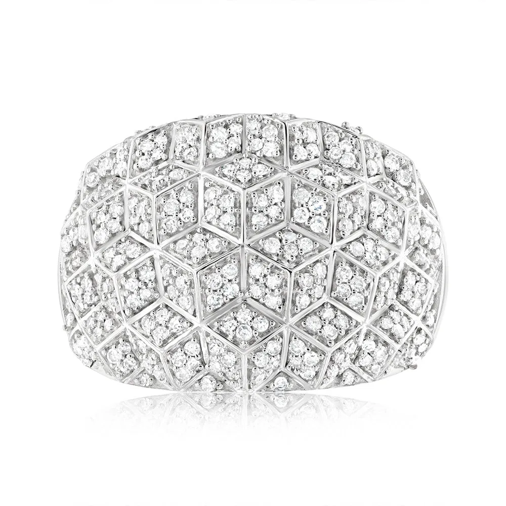 9ct White Gold 1/2 Carat Diamond Ring with 290 Round Brilliant Cut Diamonds