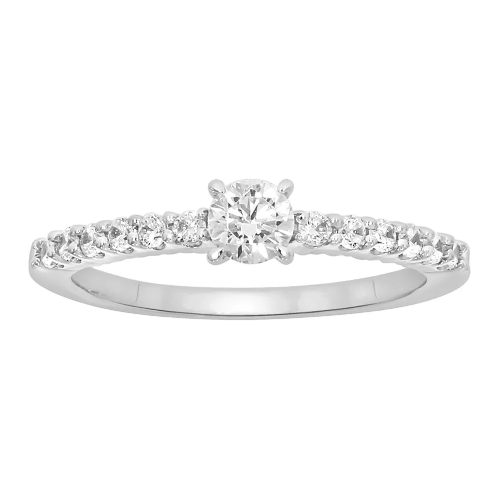 9ct White Gold 1/2 Carat Diamond Set Ring