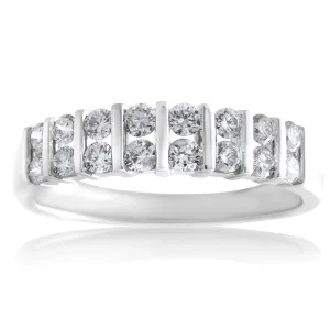 9ct White Gold 1/2 Carat Double Row Channel Set Diamond Ring