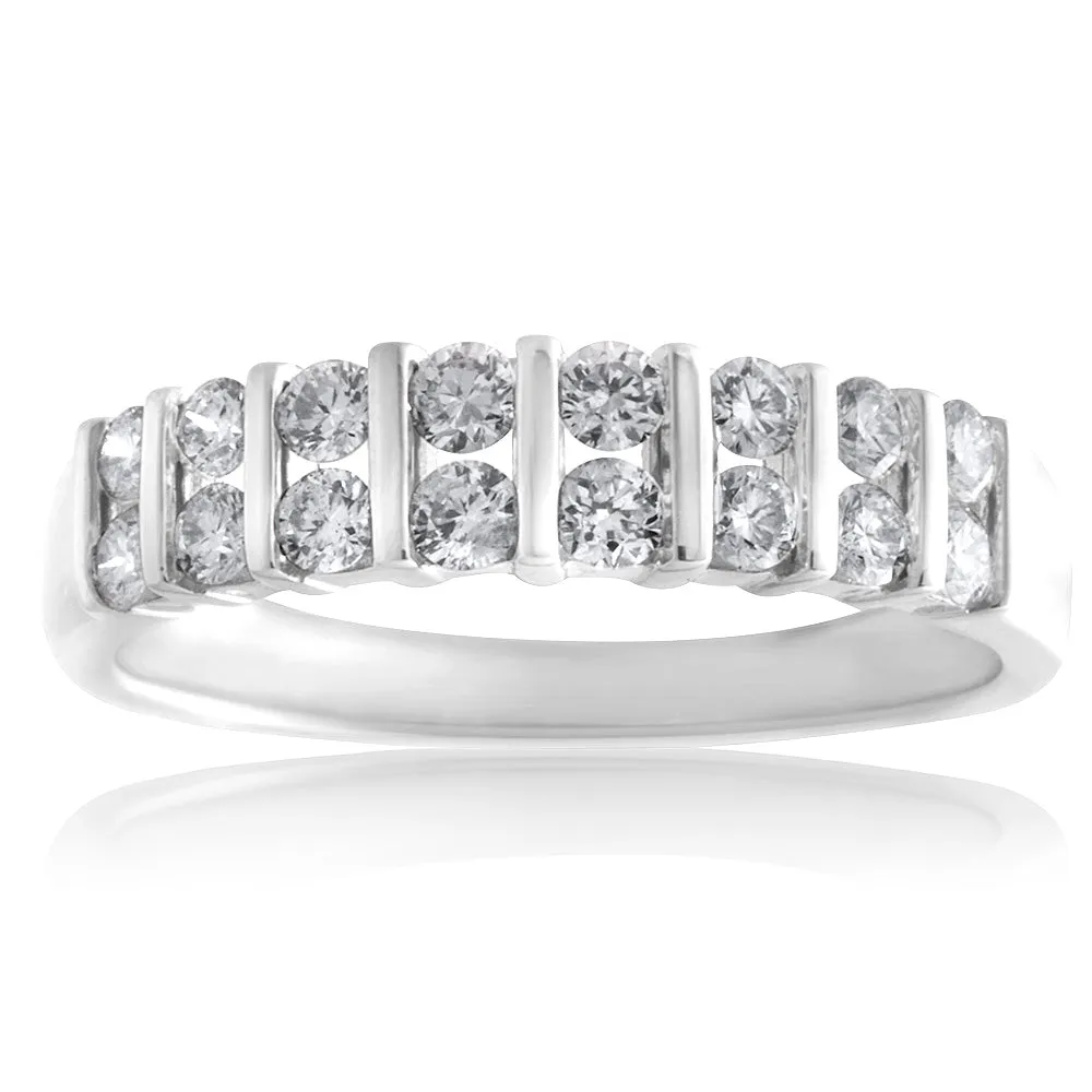 9ct White Gold 1/2 Carat Double Row Channel Set Diamond Ring