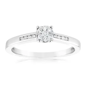 9ct White Gold 1/5 Carat Diamond Dress Ring