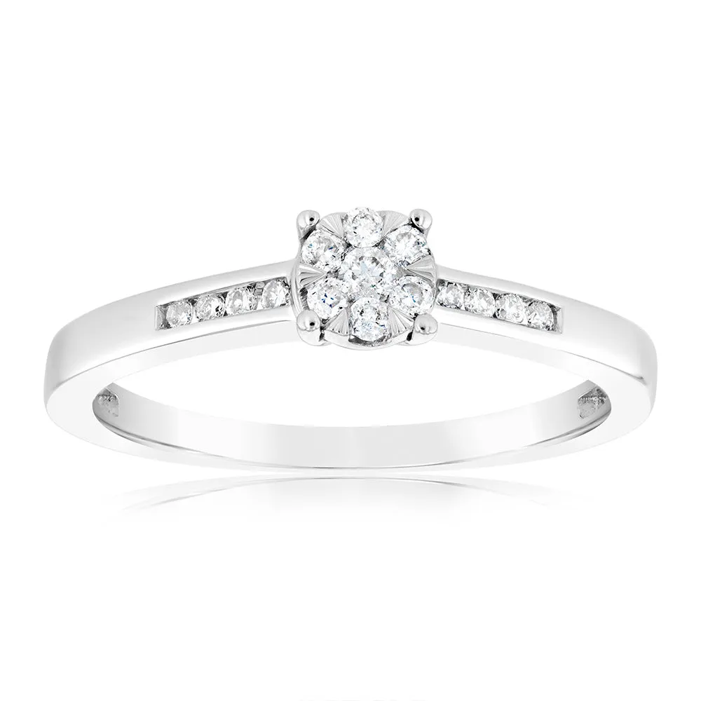 9ct White Gold 1/5 Carat Diamond Dress Ring