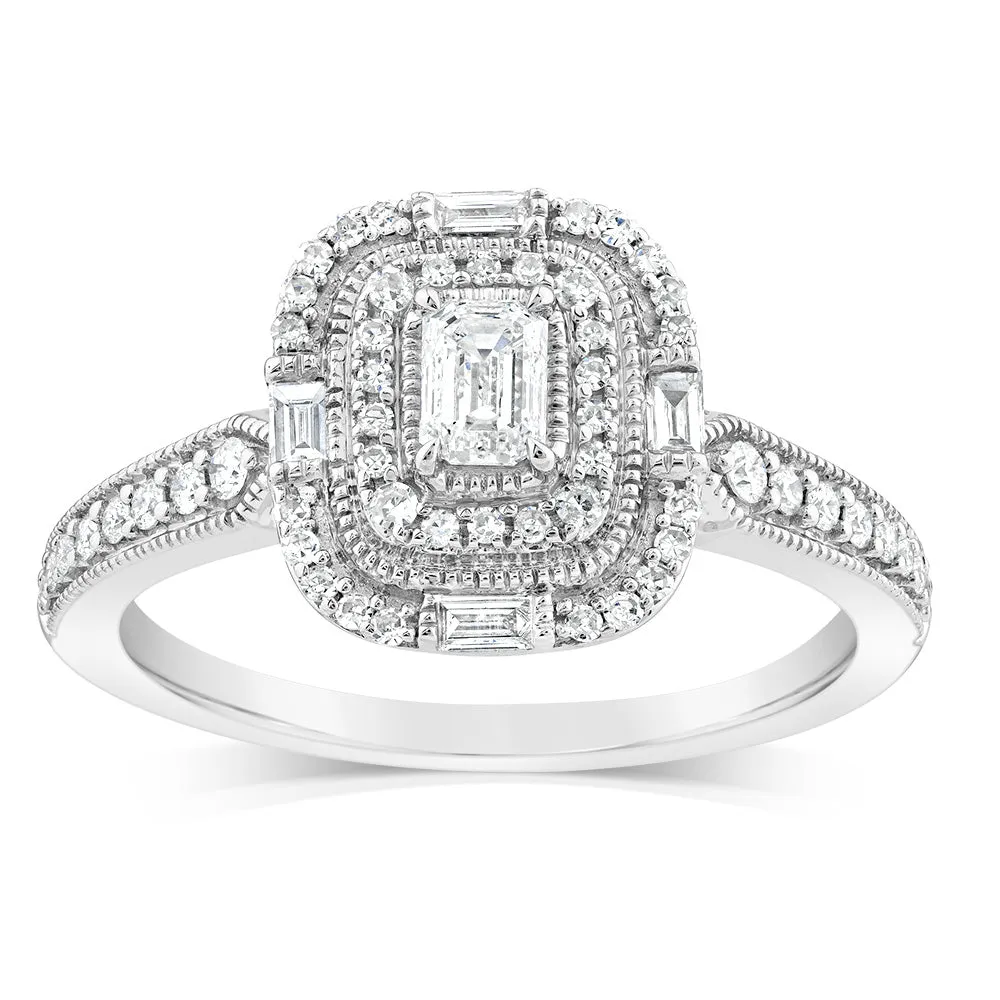 9ct White Gold Brilliant Cut Ring in 1/2 Carat Natural Diamonds