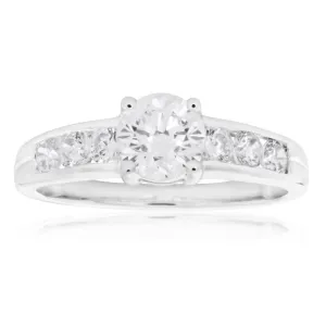 9ct White Gold Cubic Zirconia 6mm Solitaire Fancy Ring