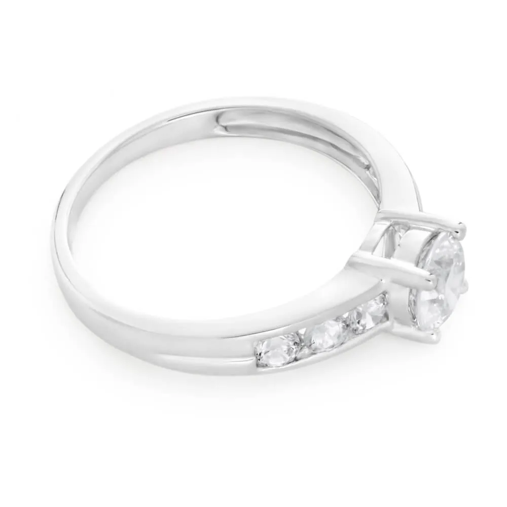 9ct White Gold Cubic Zirconia 6mm Solitaire Fancy Ring