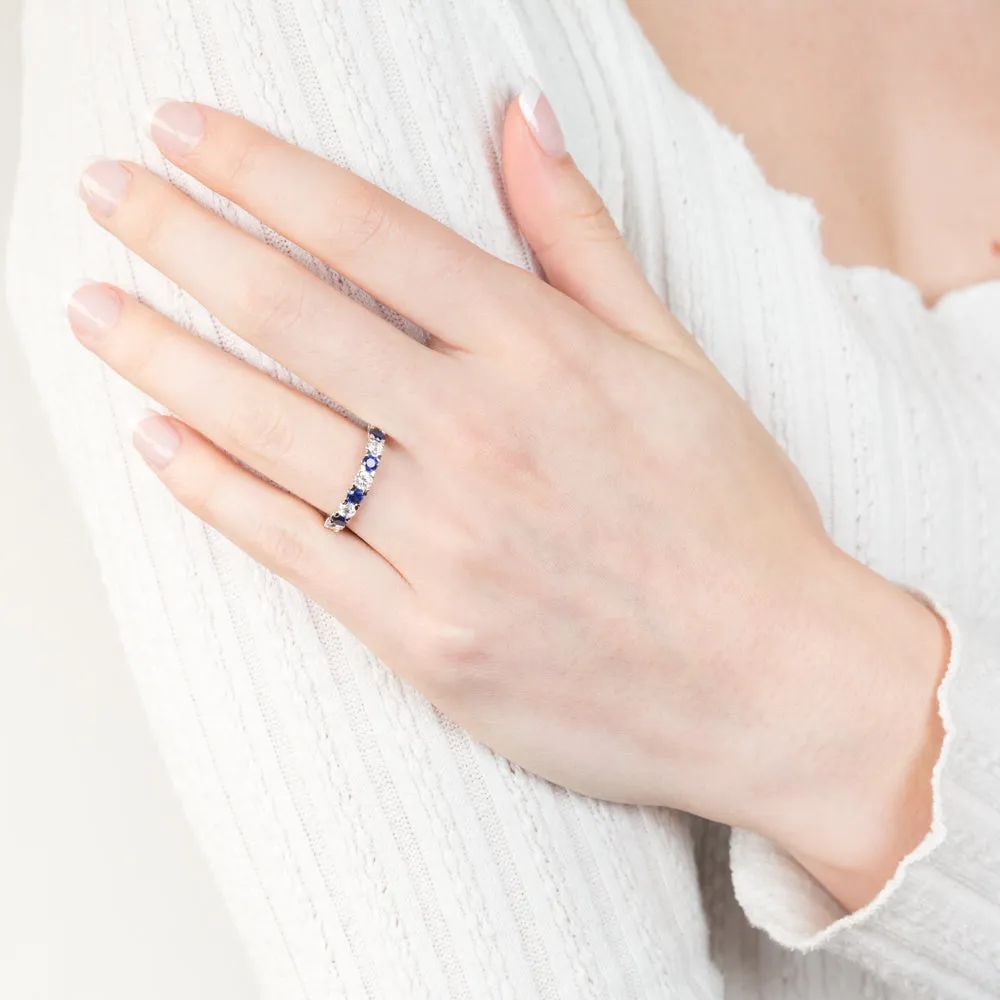 9ct White Gold Cubic Zirconia And Created Sapphire Ring