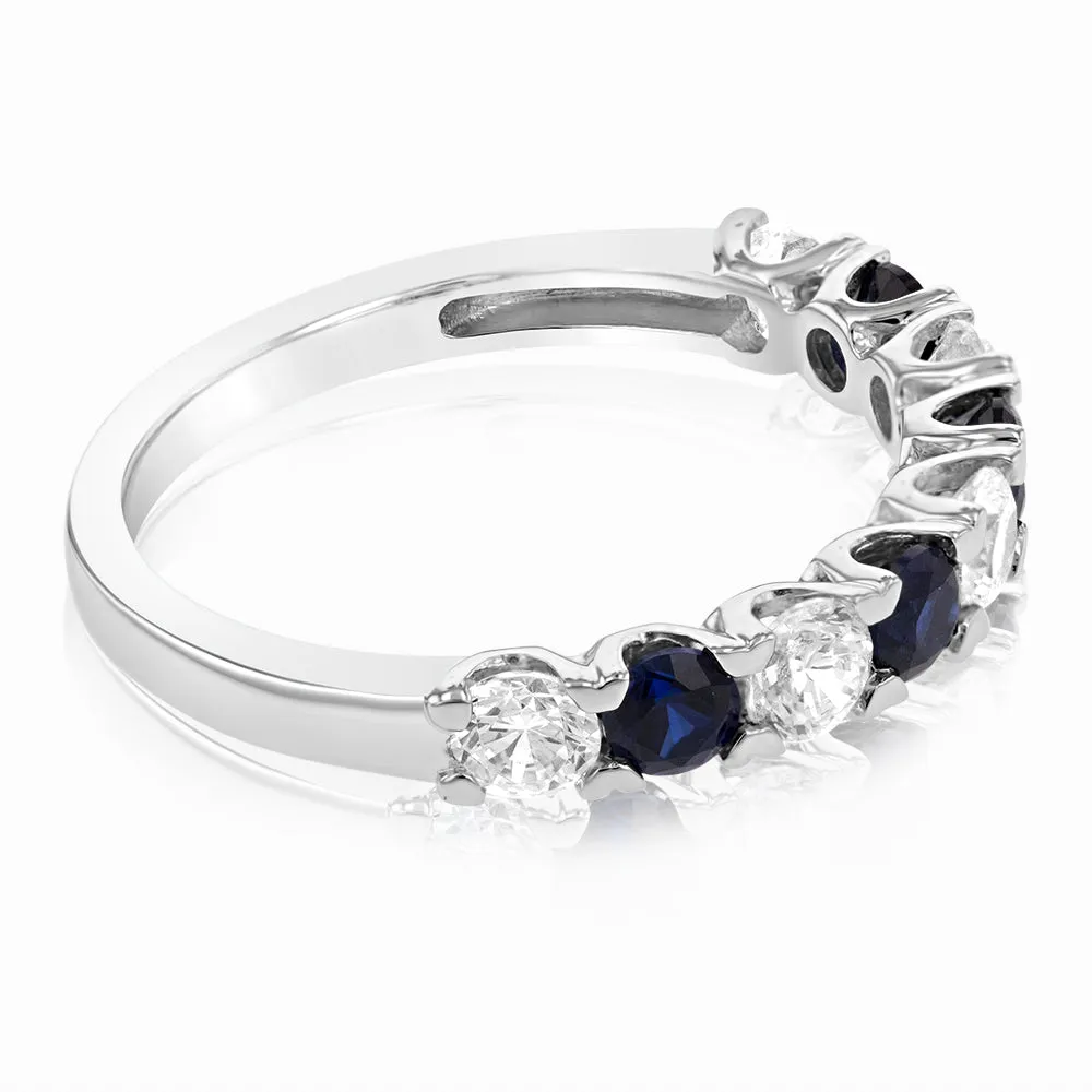 9ct White Gold Cubic Zirconia And Created Sapphire Ring