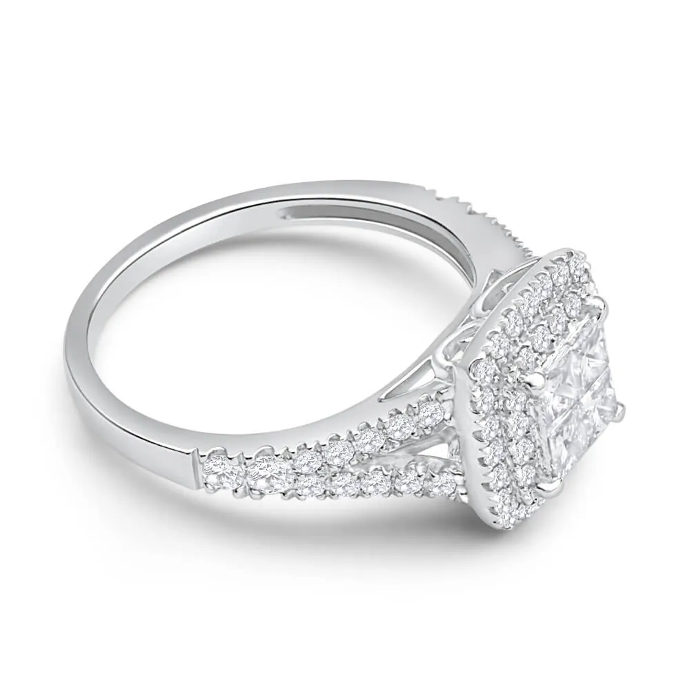 9ct White Gold Diamond Ring Set With 68 Brilliant Cut Diamonds