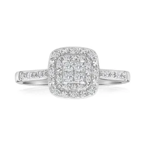 9ct White Gold Diamond Ring