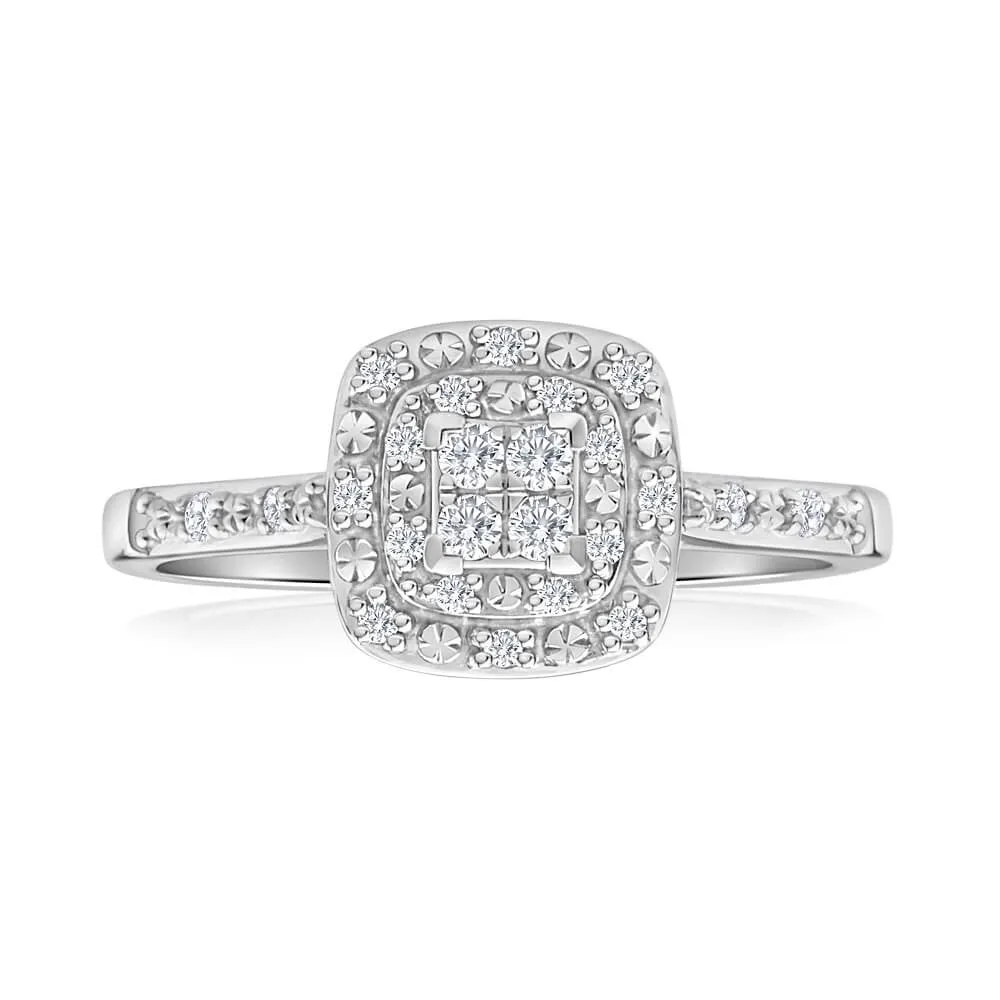 9ct White Gold Diamond Ring
