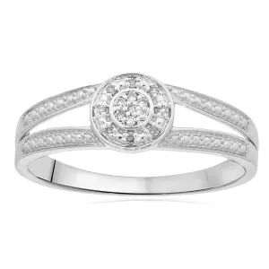 9ct White Gold Diamond Split Shank Ring