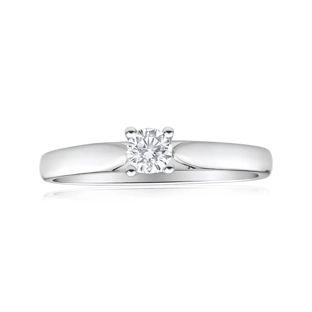 9ct White Gold Solitaire Ring With 0.2 Carat Diamond
