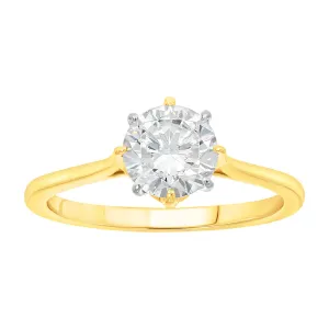 9ct Yellow Gold  1 Carat Diamond Solitaire Ring