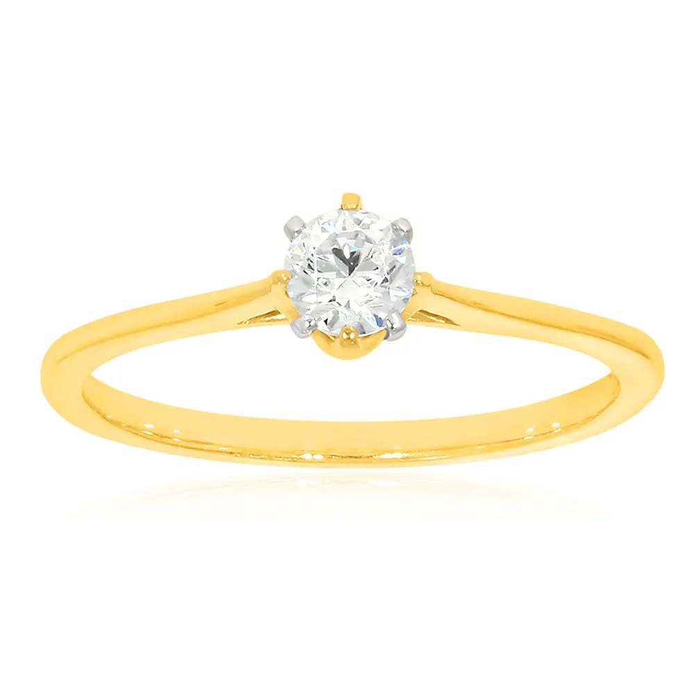 9ct Yellow Gold  1/4 Carat Diamond Solitaire Ring