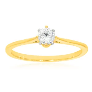 9ct Yellow Gold  1/4 Carat Diamond Solitaire Ring