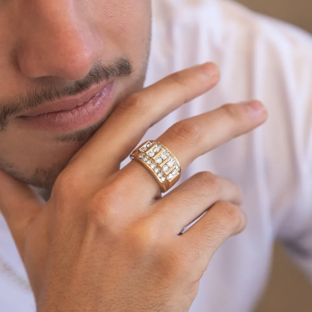 9ct Yellow Gold 2 Carat Diamond Gents Ring
