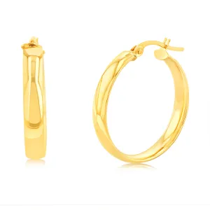 9ct Yellow Gold 20mm Plain Hoop Earrings