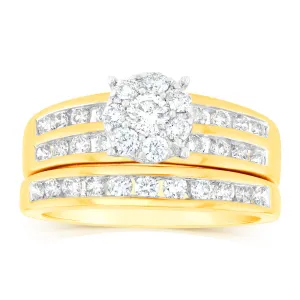 9ct Yellow Gold 3/4 Carat Diamond Bridal Ring Set