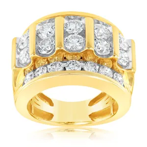 9ct Yellow Gold 5 Carats Diamond Mens Ring with 24 Brilliant Diamonds