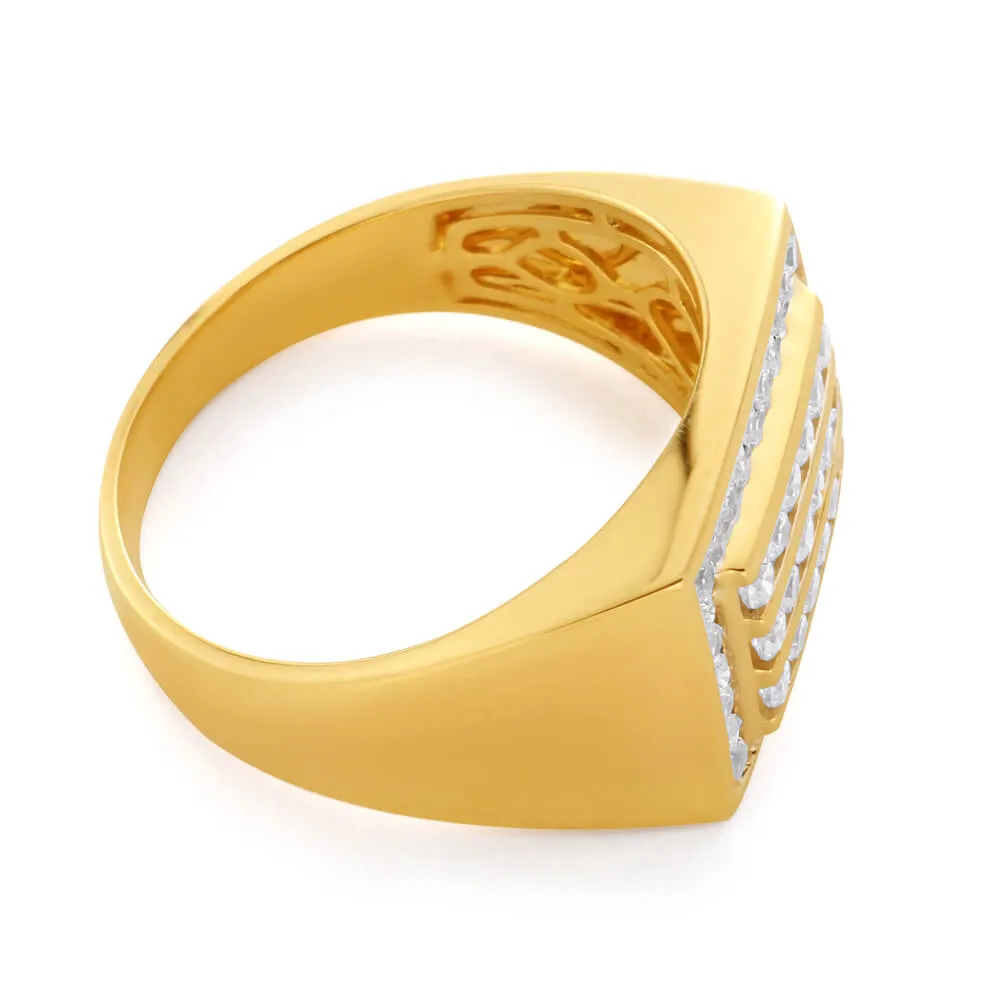 9ct Yellow Gold Channel Set Cubic Zirconia Ring