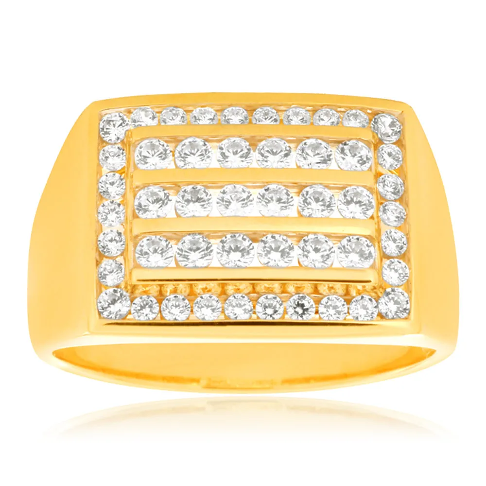 9ct Yellow Gold Channel Set Cubic Zirconia Ring