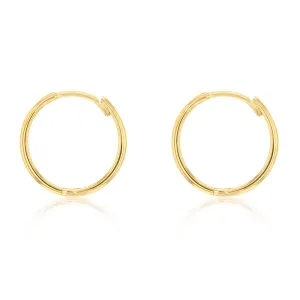 9ct Yellow Gold  Plain Hinged Hoop Earrings