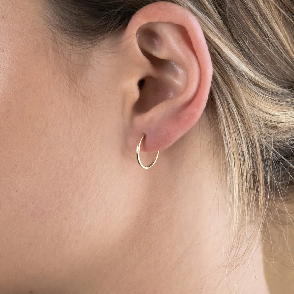 9ct Yellow Gold  Plain Hinged Hoop Earrings