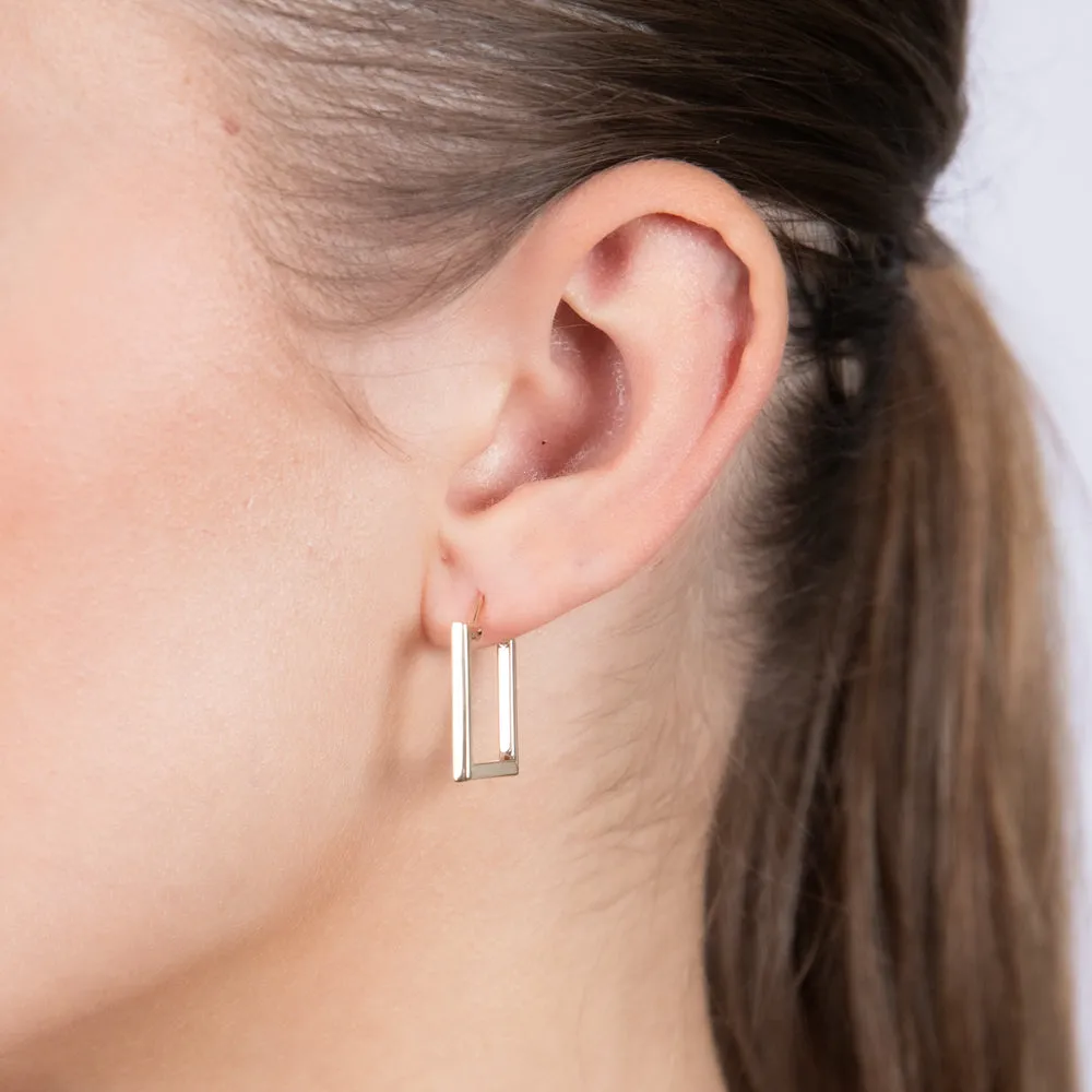 9ct Yellow Gold  Polished Square Hoop Earrings