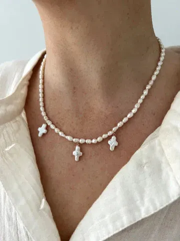 All Pearl Cross Necklace | ALV Jewels