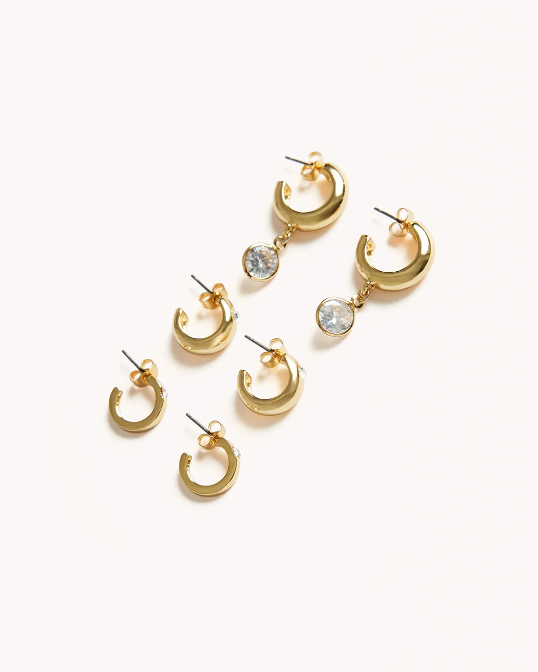 AMARA 3 PACK EARRINGS - GOLD PLATED 18K