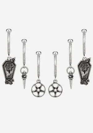 Arbor Coffin Charm Hoop Earrings Set