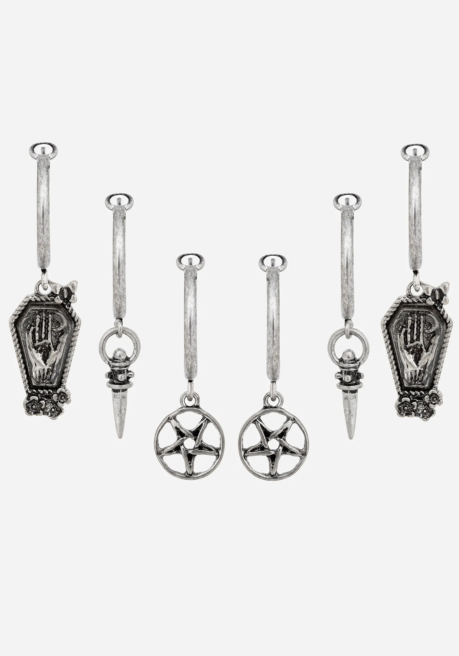 Arbor Coffin Charm Hoop Earrings Set