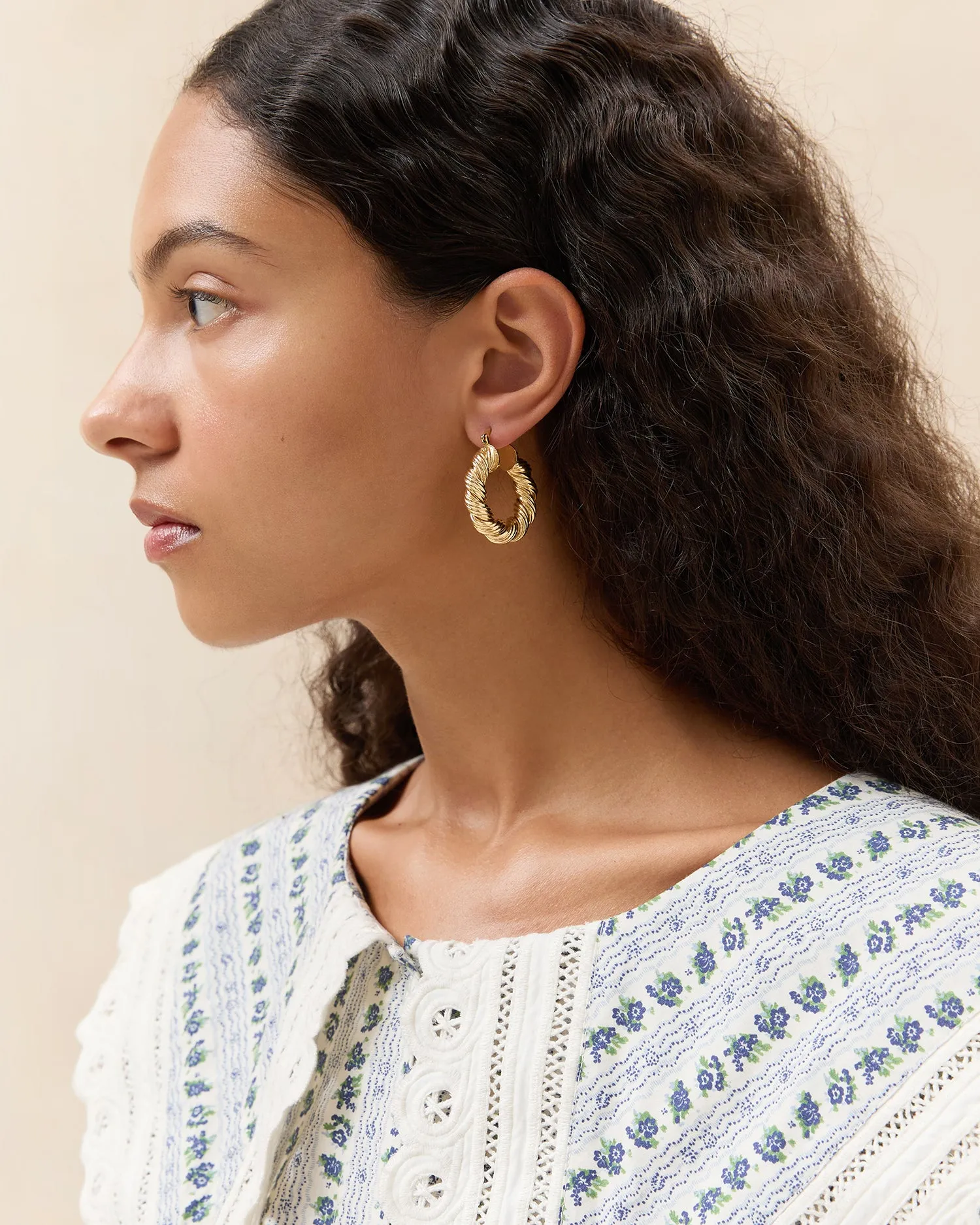 Atticus Gold Twisted Hoop Earrings