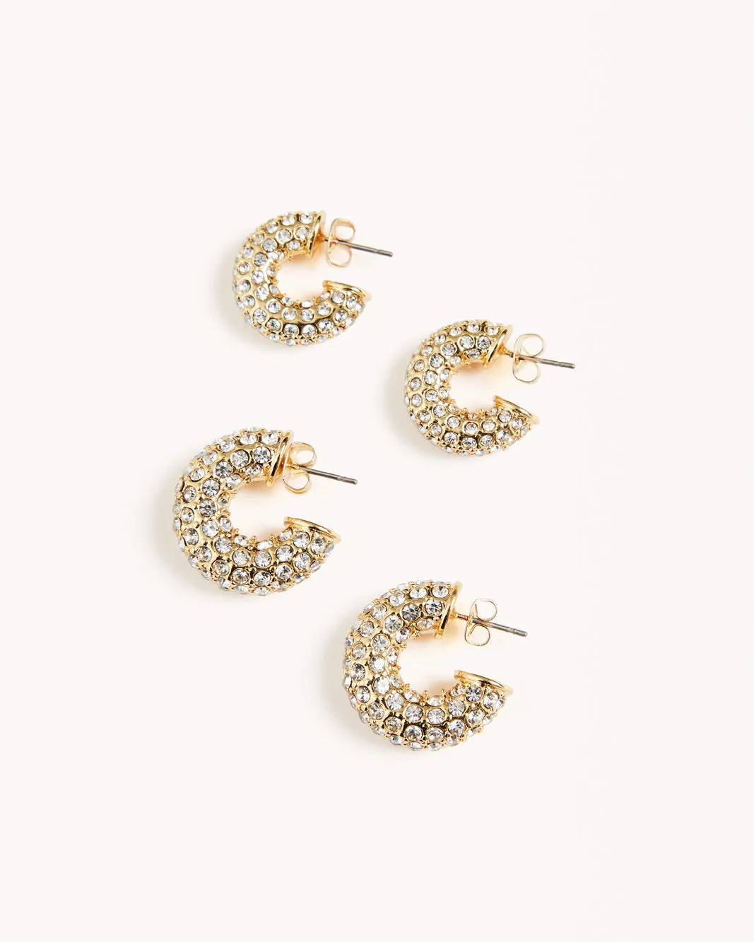AVIVA EARRINGS 2 PACK - GOLD PLATED 18K-DIAMANTE