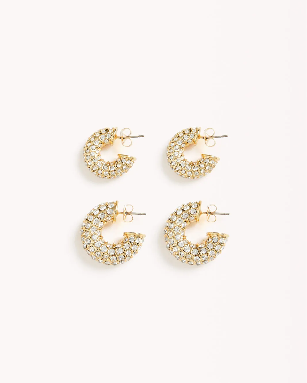 AVIVA EARRINGS 2 PACK - GOLD PLATED 18K-DIAMANTE
