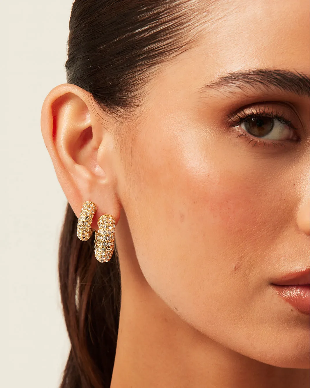 AVIVA EARRINGS 2 PACK - GOLD PLATED 18K-DIAMANTE
