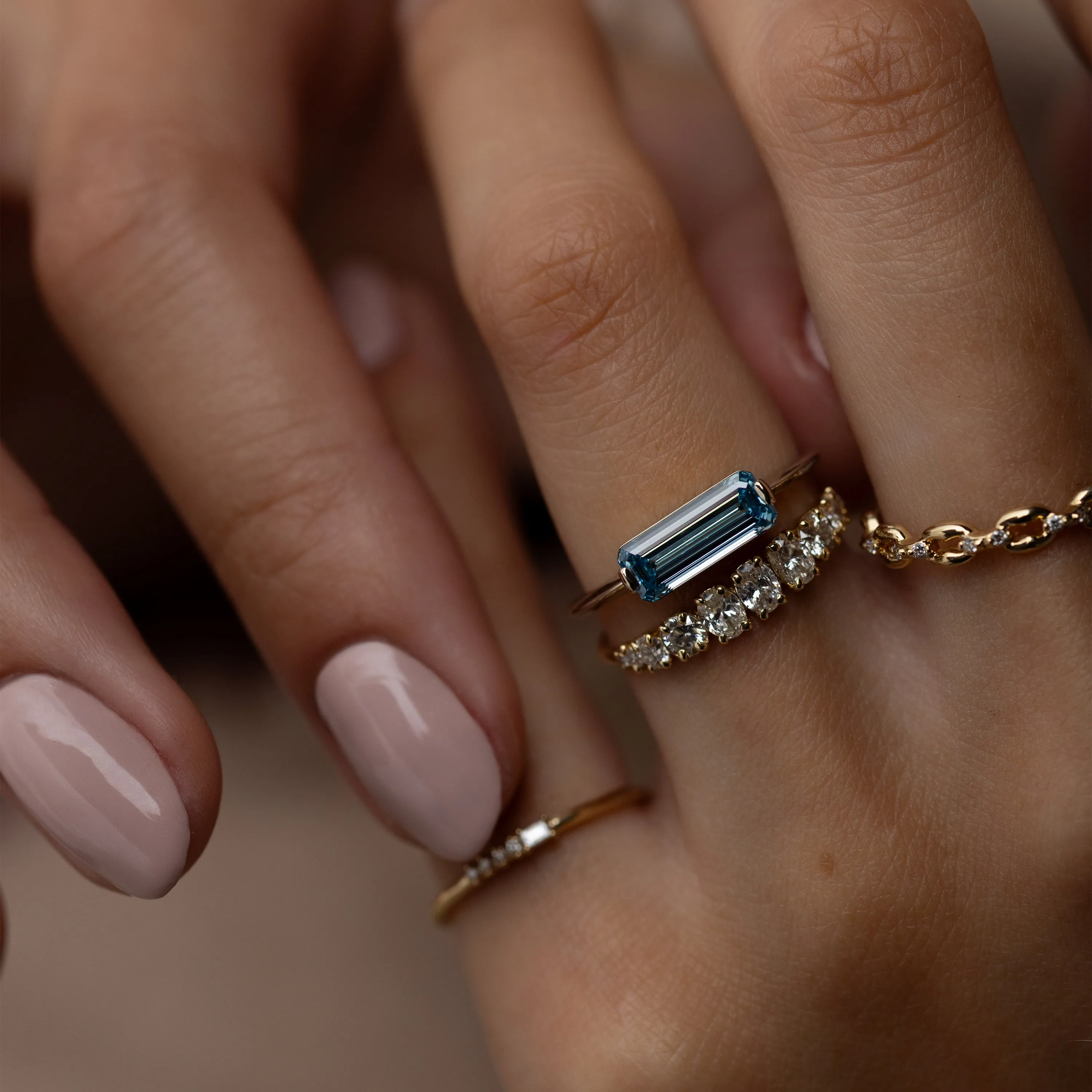 Balladeer Ring, 1.37ct. Lab-Grown Blue Diamond