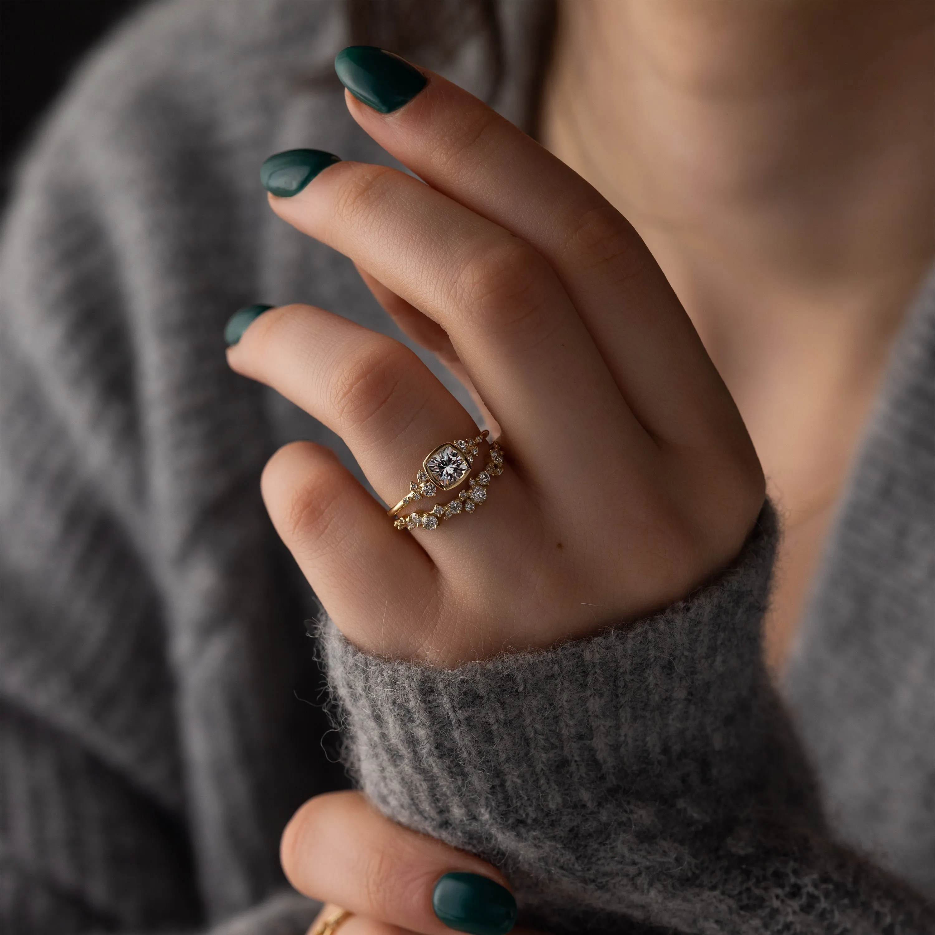 Bezel Snowdrift Ring, 0.96ct. Pale Gray-Pink Montana Sapphire