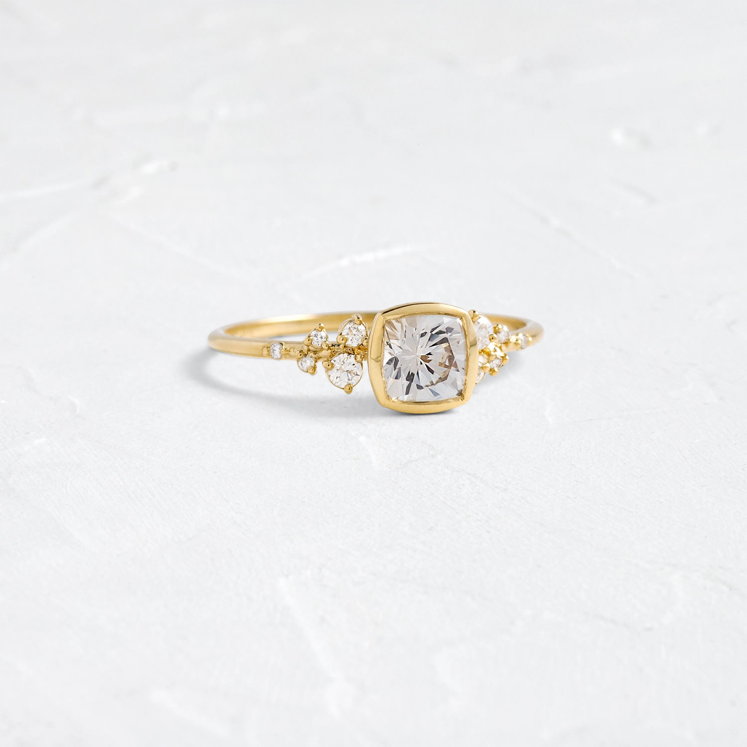 Bezel Snowdrift Ring, 0.96ct. Pale Gray-Pink Montana Sapphire
