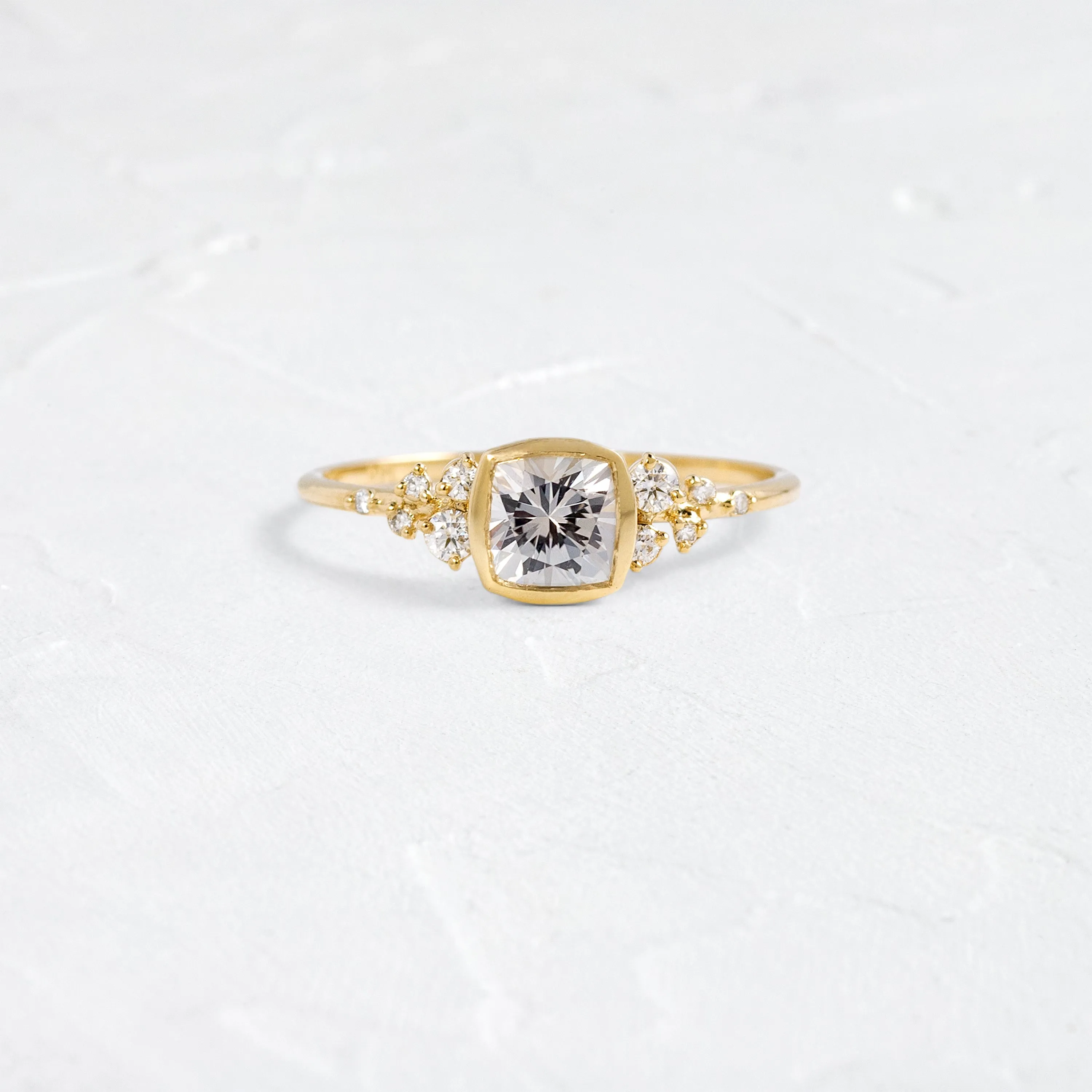 Bezel Snowdrift Ring, 0.96ct. Pale Gray-Pink Montana Sapphire