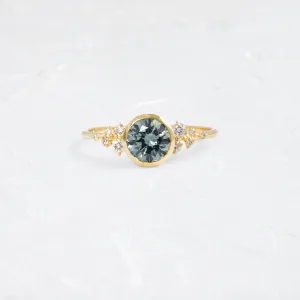 Bezel Snowdrift Ring, 1.12ct. Blue-Green Montana Sapphire