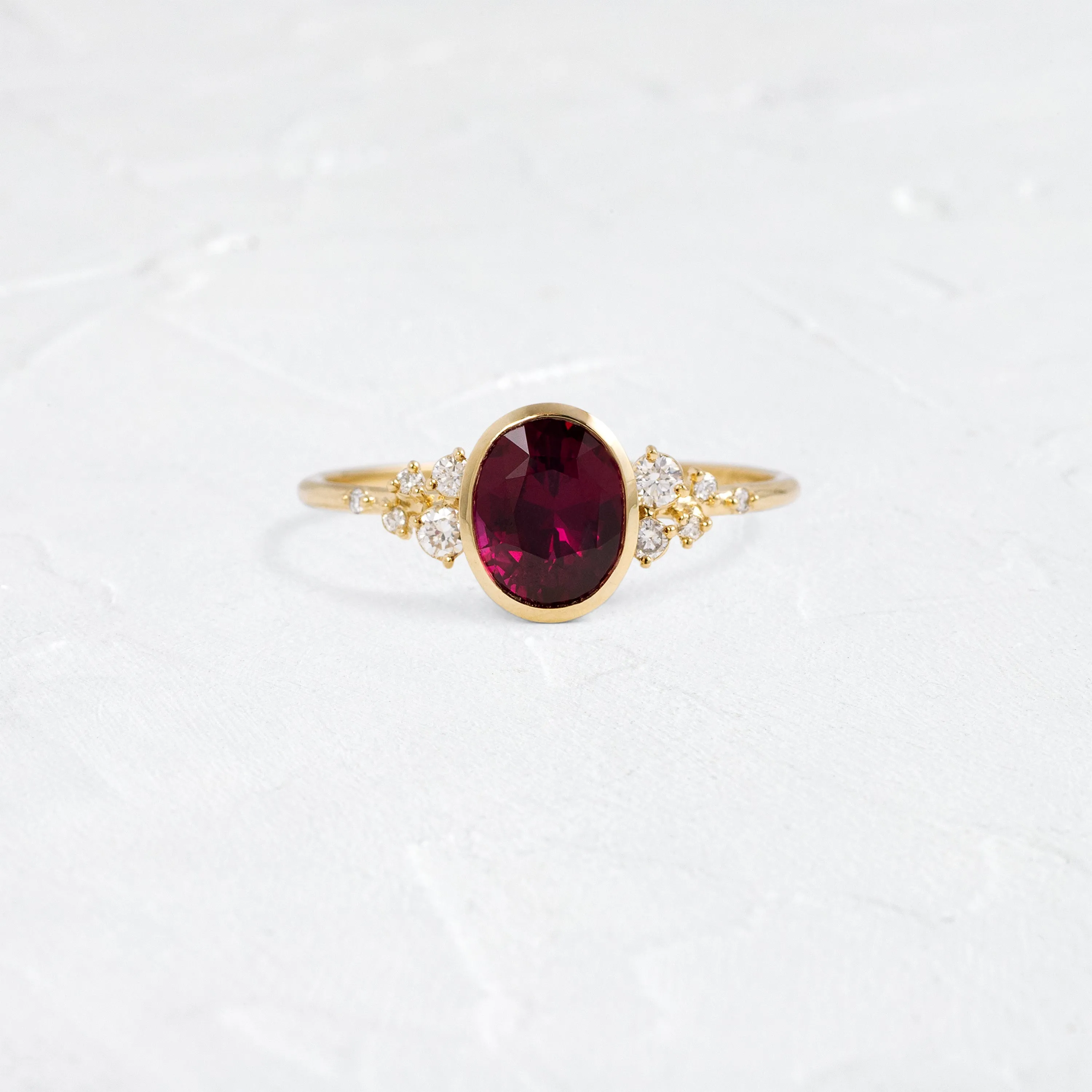 Bezel Snowdrift Ring, 1.57ct. Purplish-Red Sri Lanka Ruby