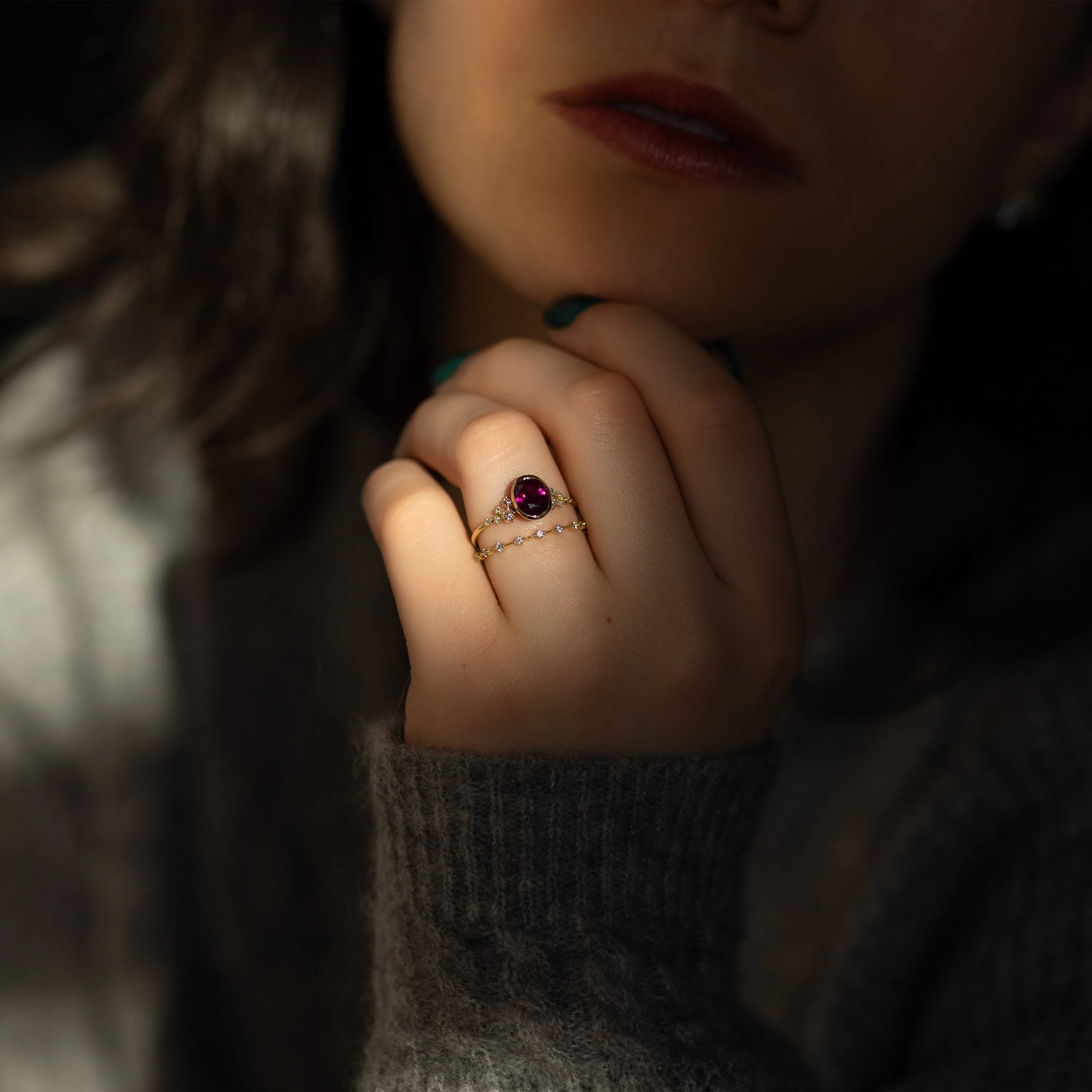 Bezel Snowdrift Ring, 1.57ct. Purplish-Red Sri Lanka Ruby