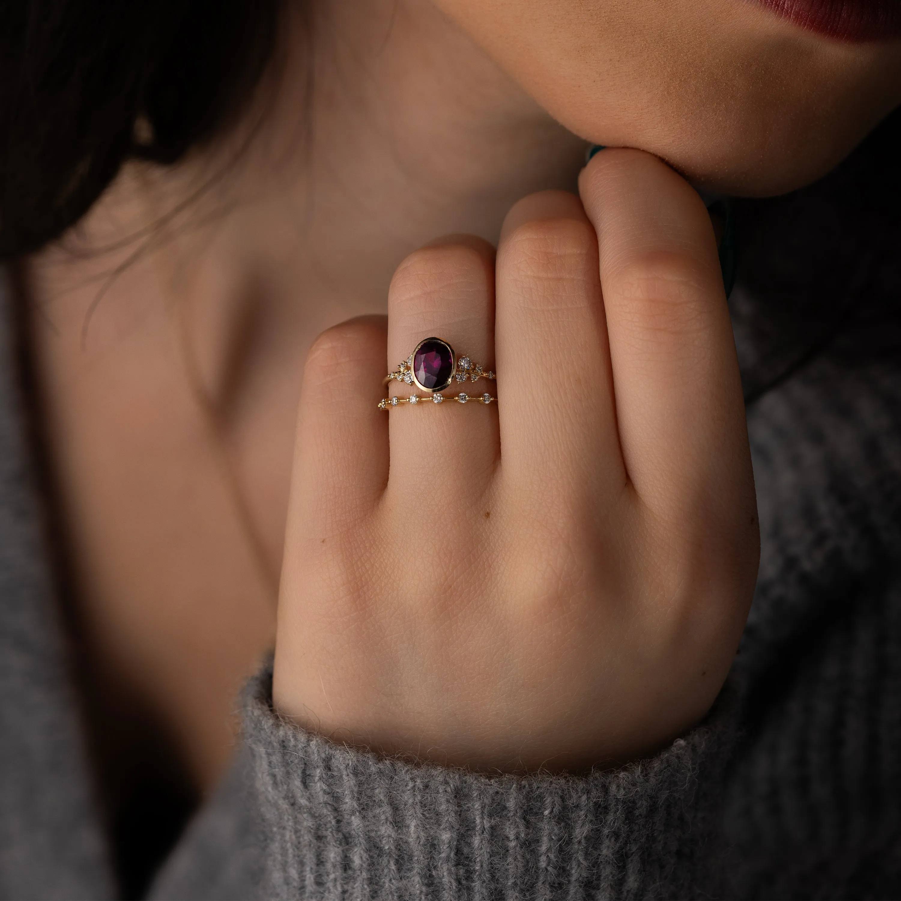 Bezel Snowdrift Ring, 1.57ct. Purplish-Red Sri Lanka Ruby